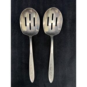 Solid Pierced Casserole Spoon Country Garden Stainless by EKCO SILVER (2) Japan